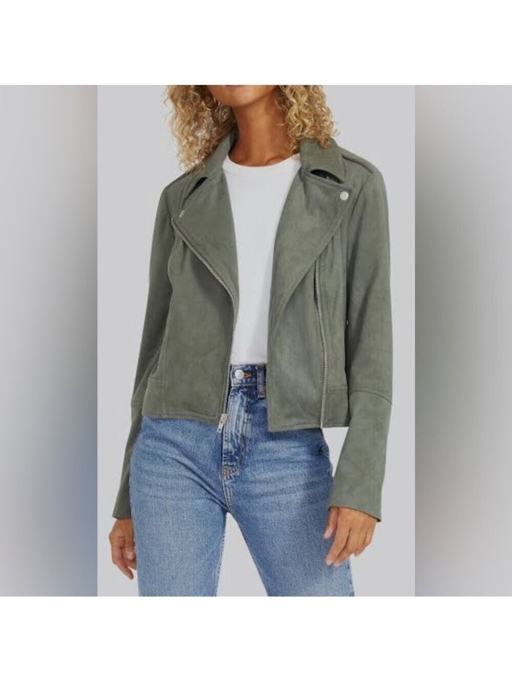 BB Dakota by Steve Madden faux suede moto jacket in green - size XL / nice